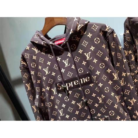 brown lv x supreme hoodie|supreme louis vuitton prices.